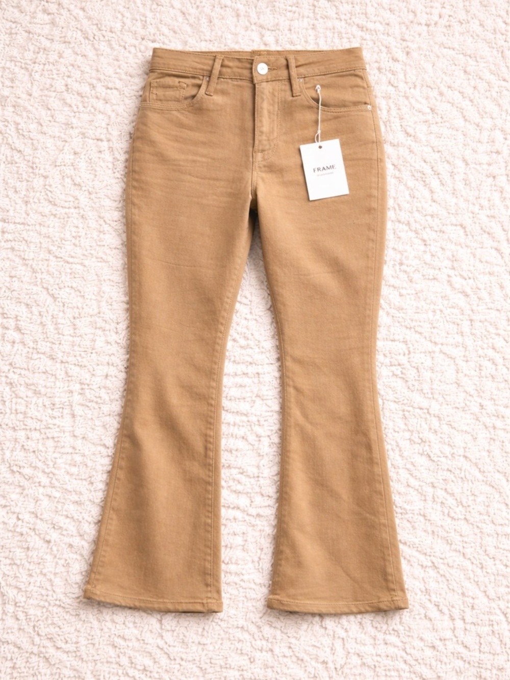 FRAME Le Crop Mini Boot Jeans 24 Beige NWT Designer Denim High Rise - Picture 3 of 6
